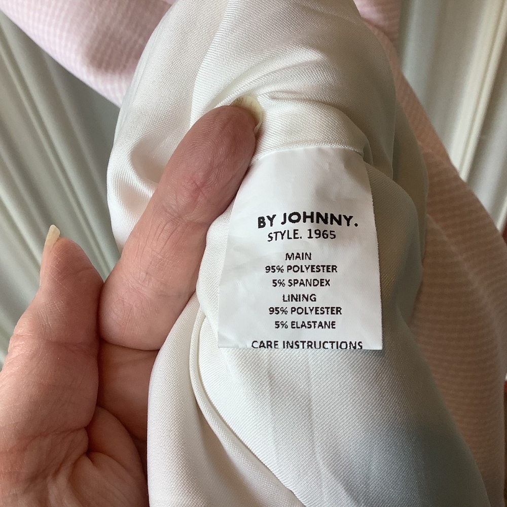 By Johnny Plunge V Midi Dress Bow Tie Straps Pale Pink Size 4 - Picture 11 of 12